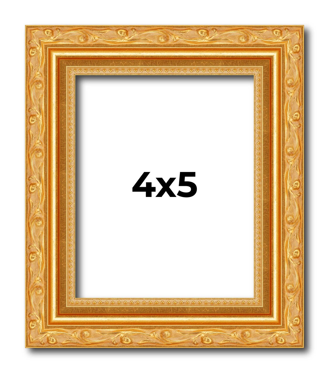 4x5 Gold Wood Picture Frame - UV Acrylic, Foam Board Backing, Hanging Hardware